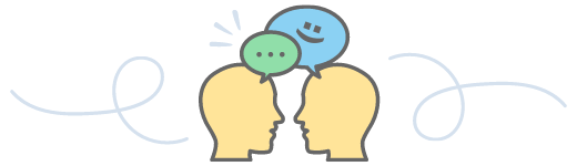Icon of two people sharing ideas