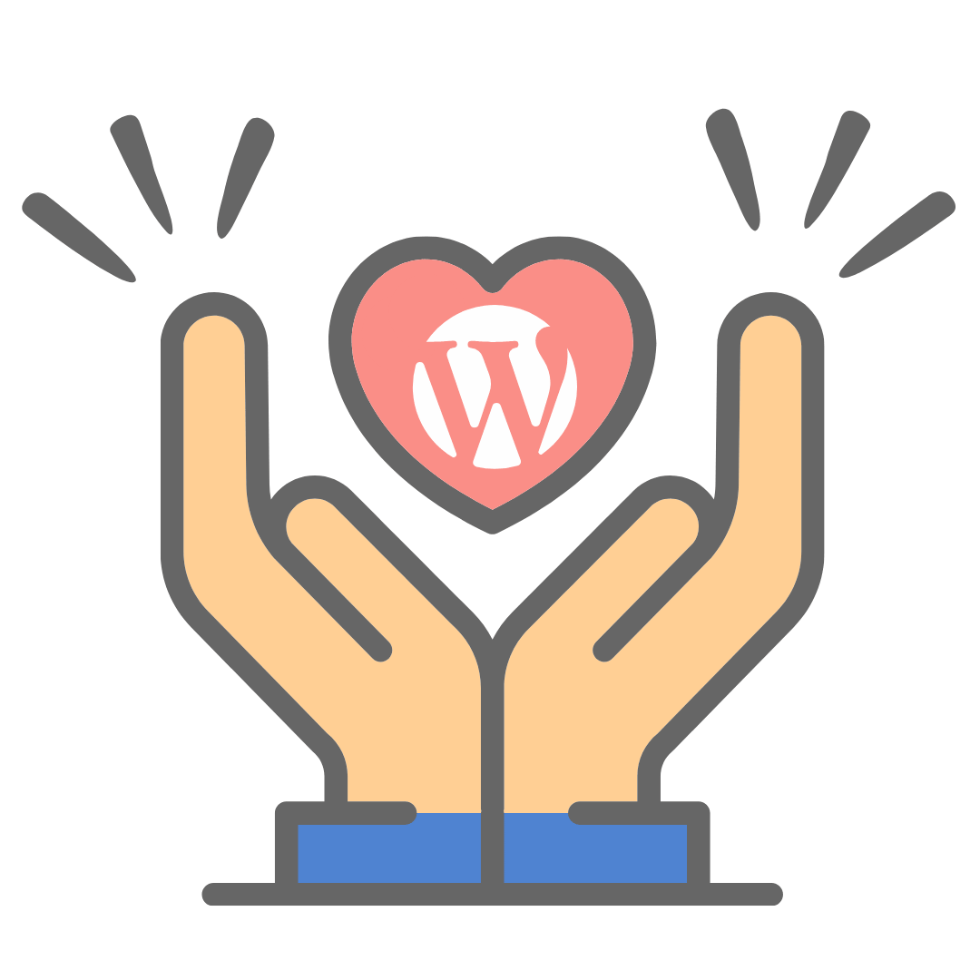 Icons with Hands Holding WordPress Logo