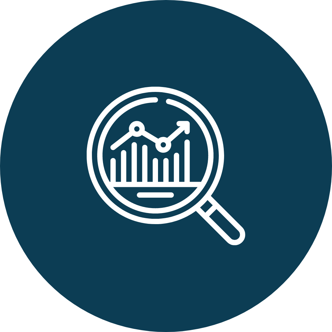 Magnifying Glass Icon with Reports Graphic