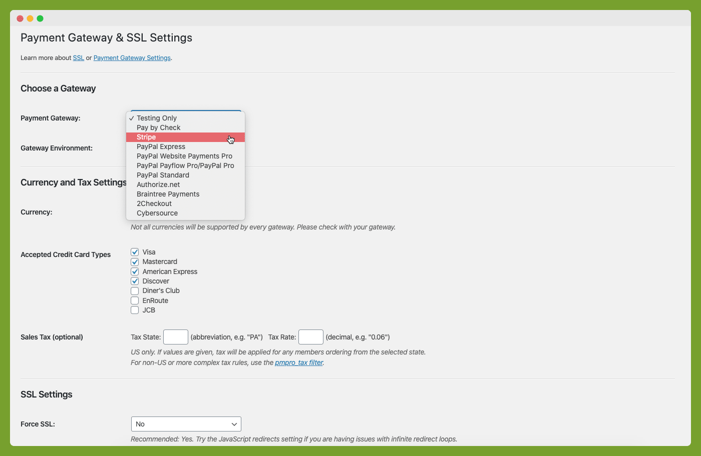 Payment Settings