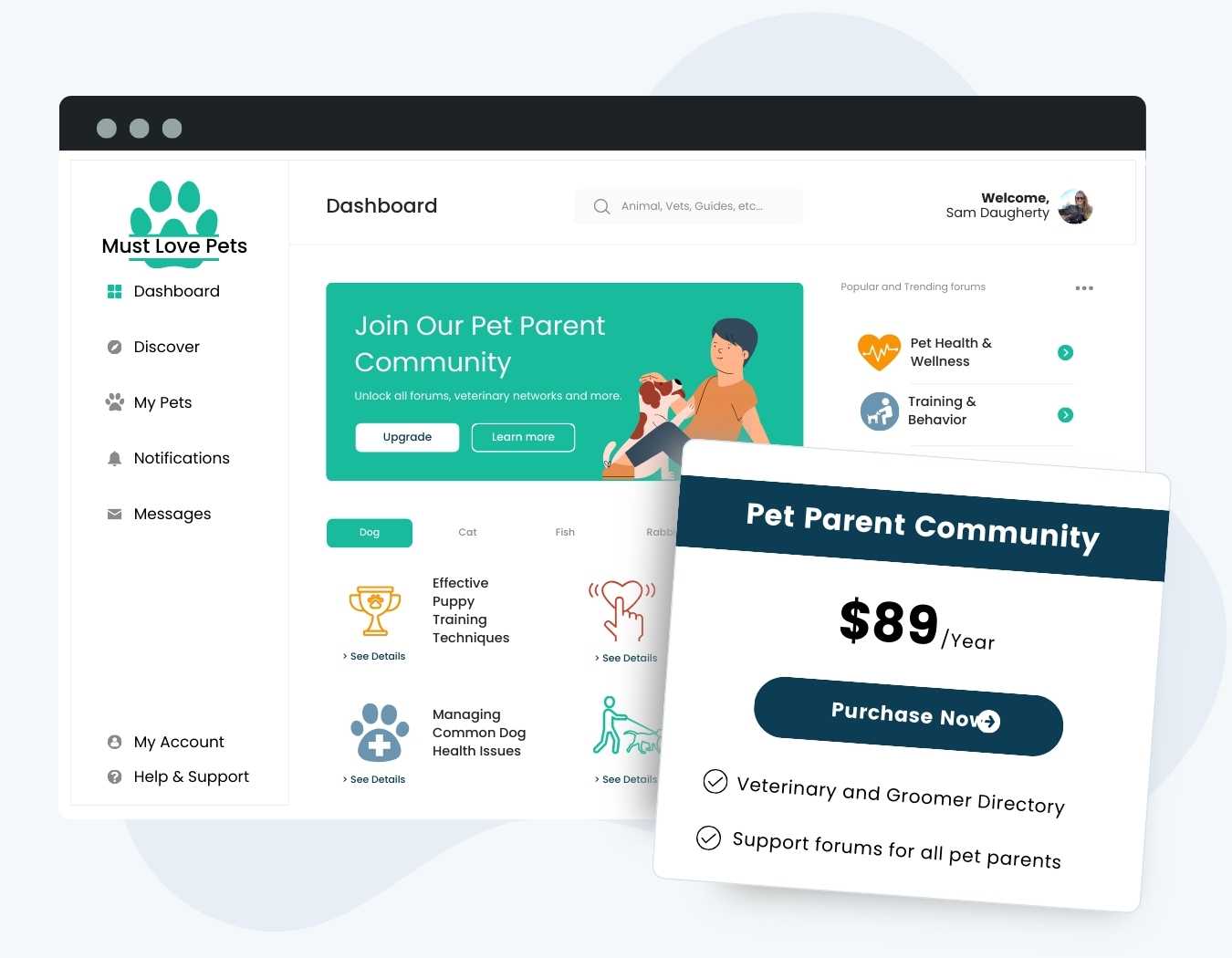 Screenshot of a communities website dashboard with a sign up pricing table to purchase community and directory access.