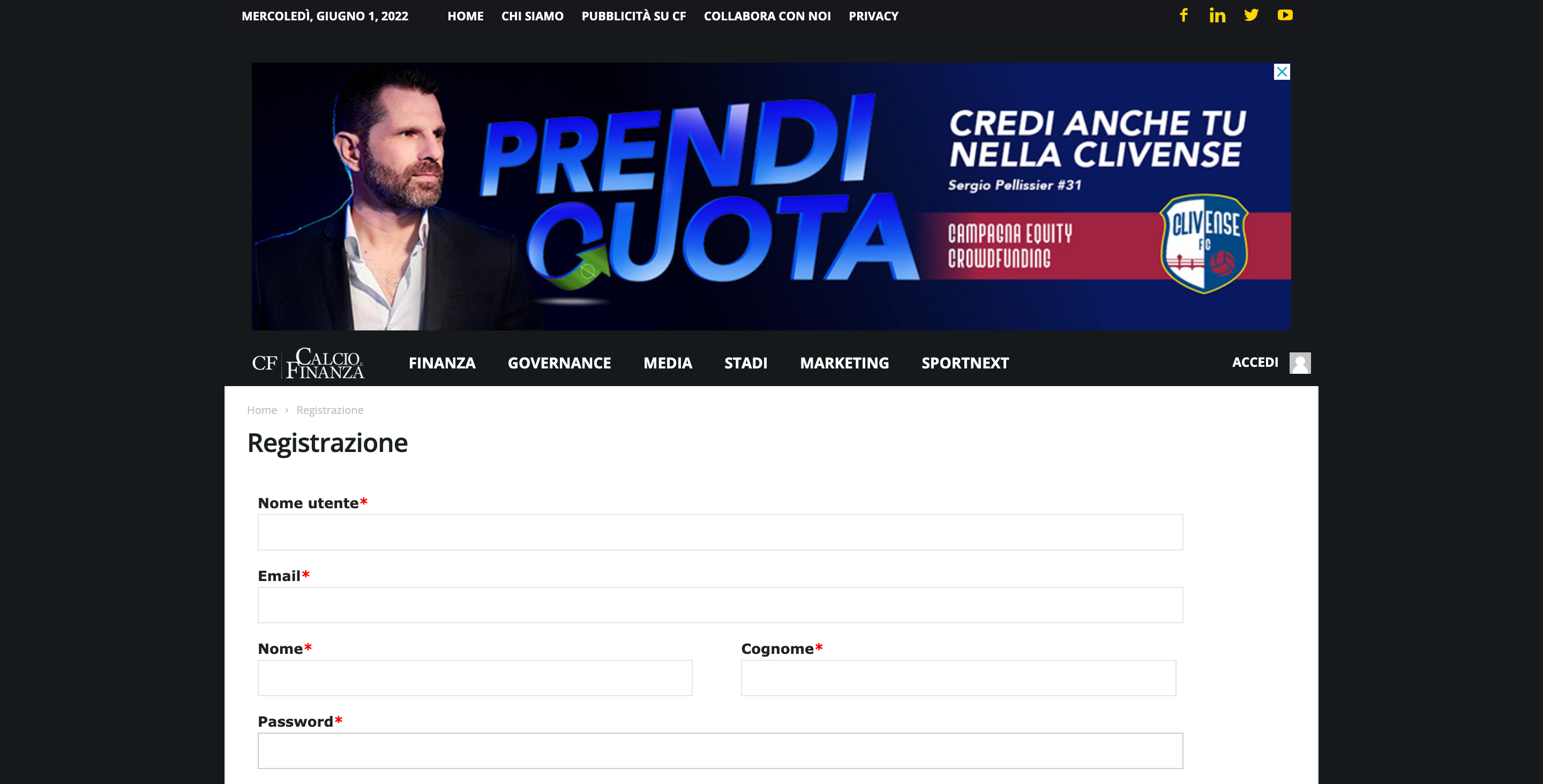 Calcio-e-Finanza Membership Checkout