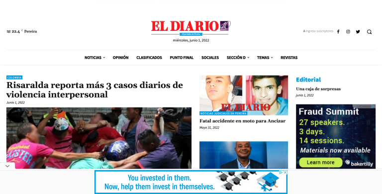 El Diario Website Homepage
