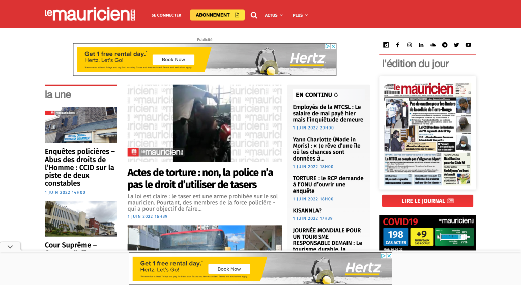 Le Mauricien Membership Site Inspiration