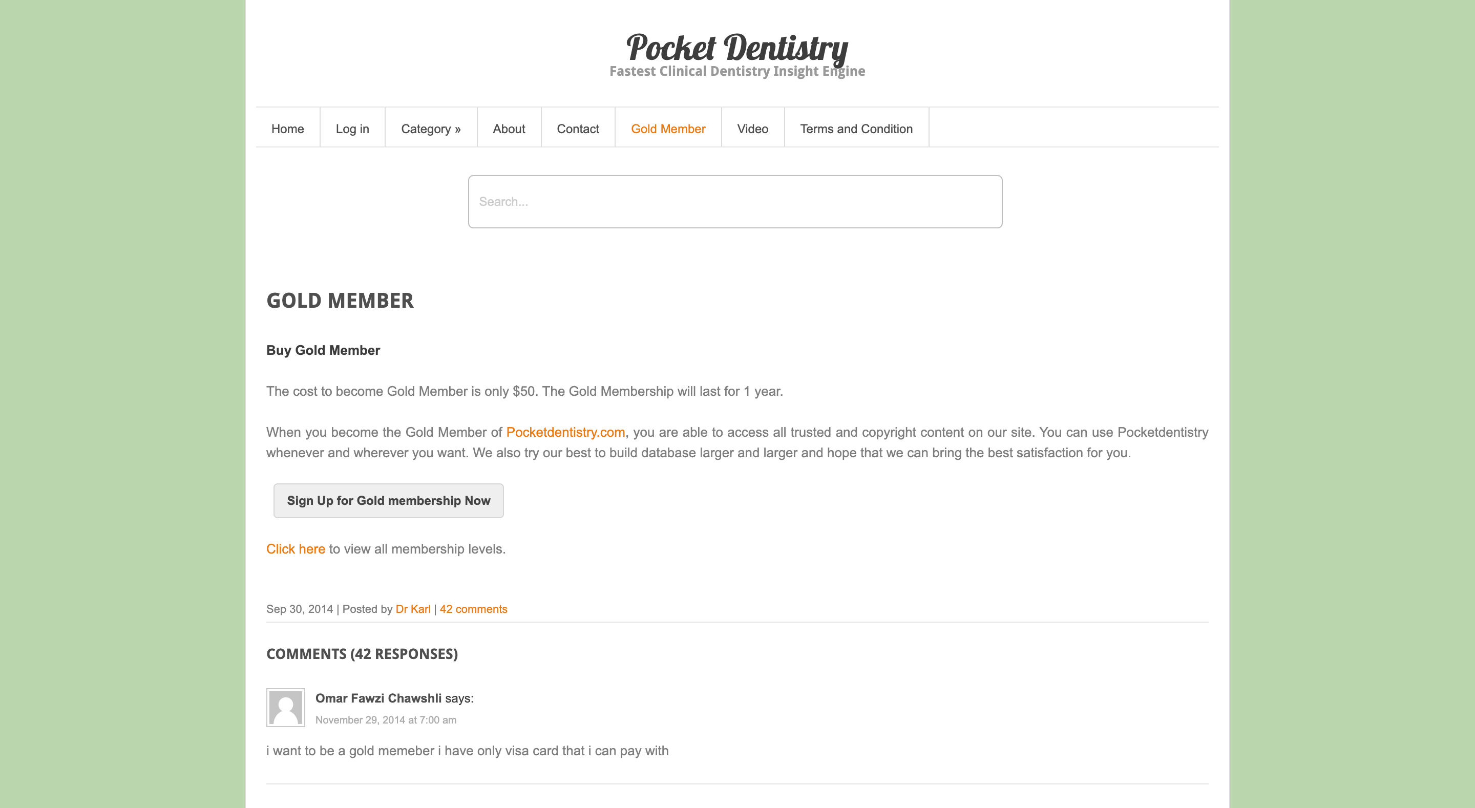 Pocket Dentistry Membership Levels and Pricing