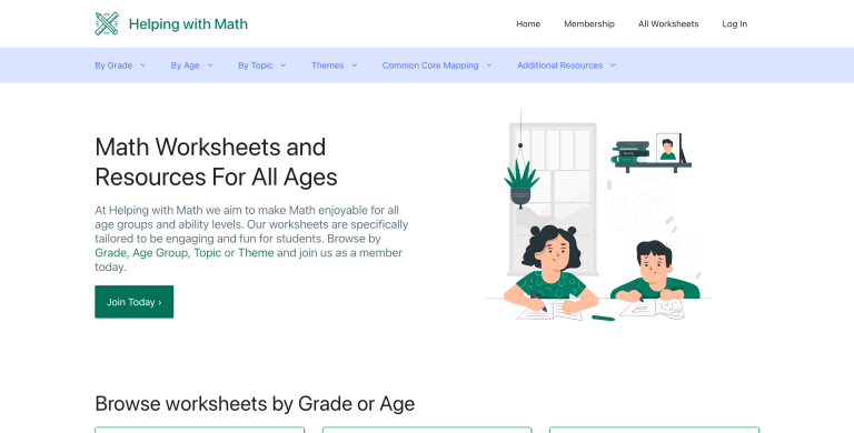 Helping With Math Website Homepage