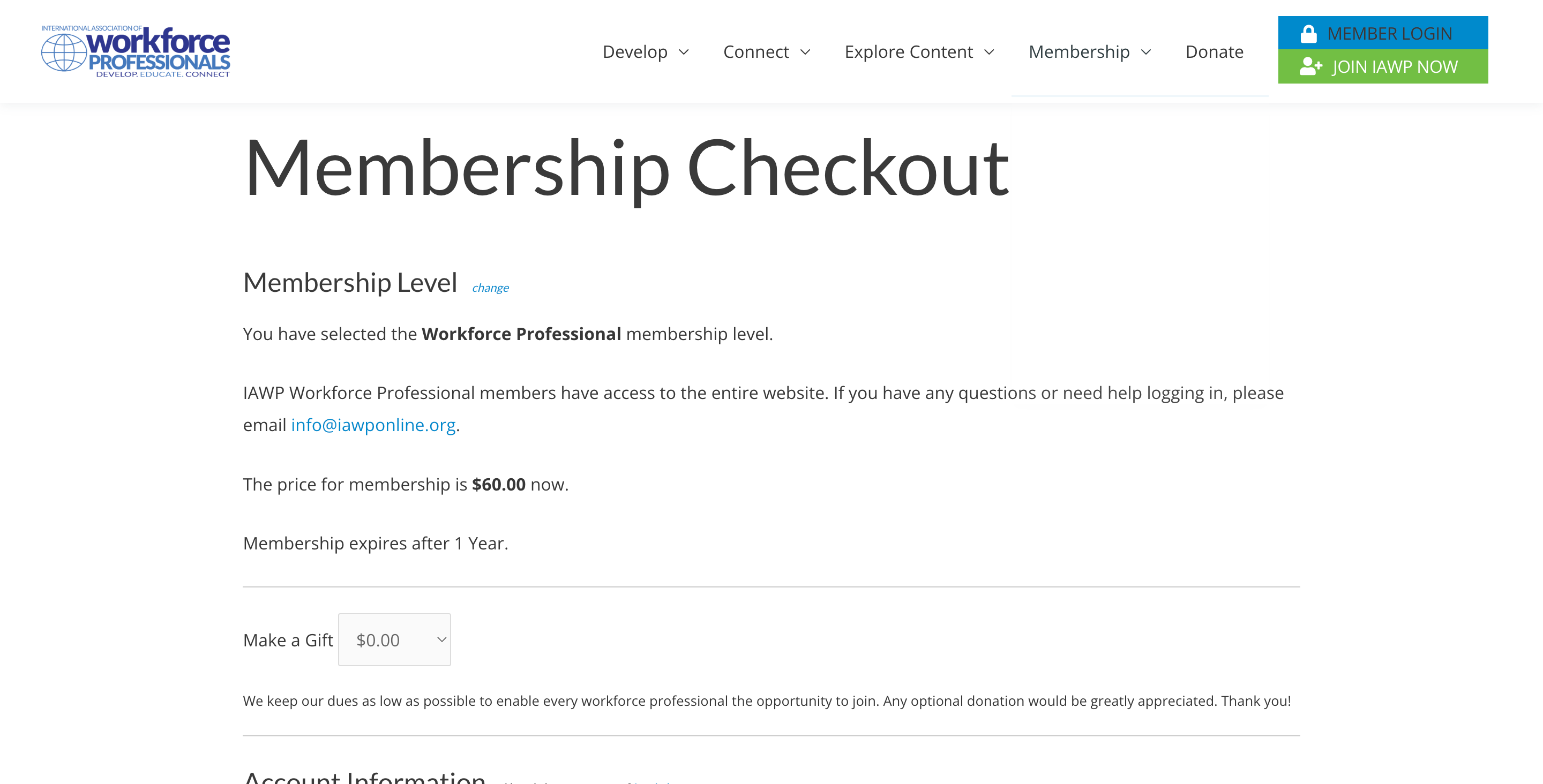 IAWP Membership Checkout