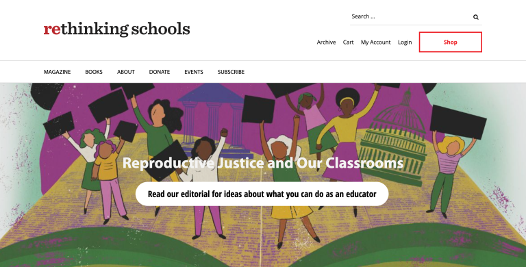Rethinking Schools Website Homepage