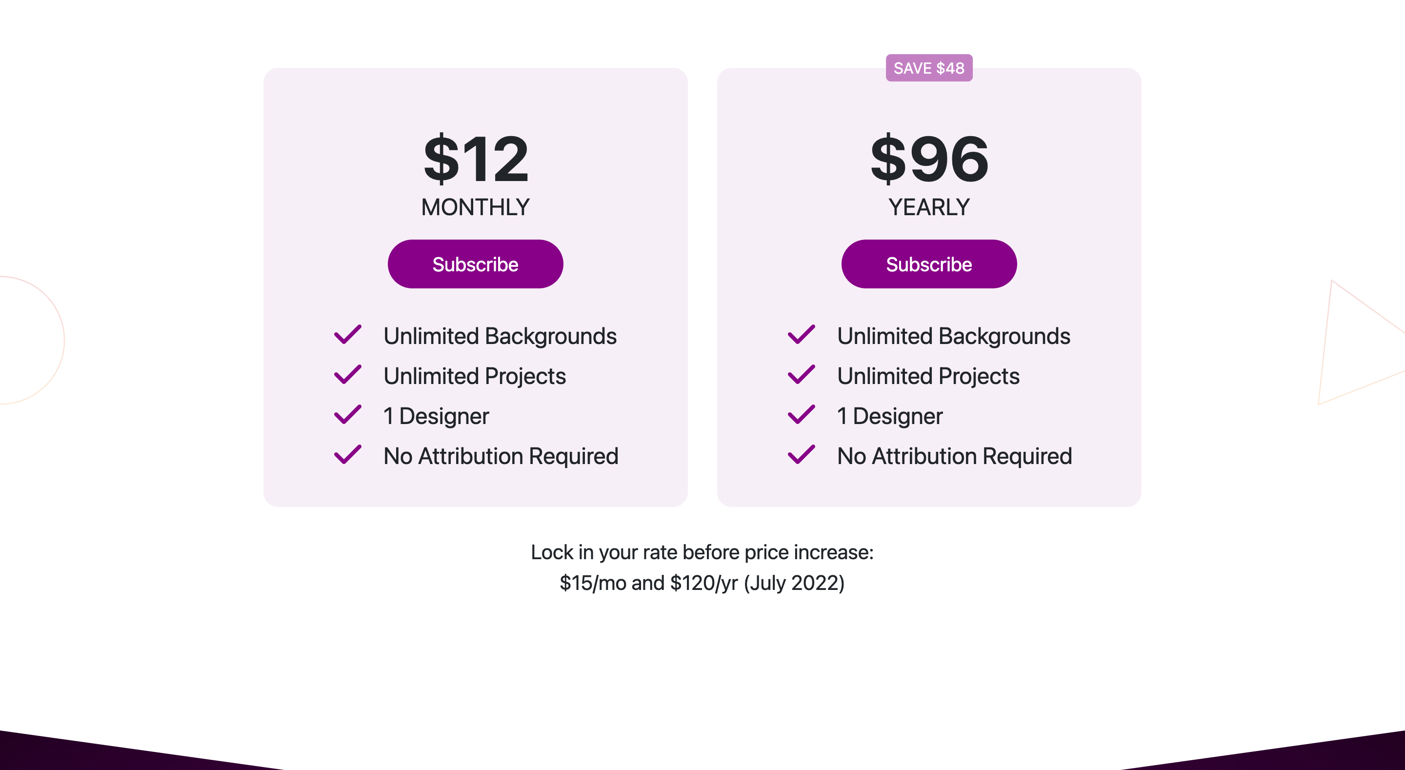 SVG Backgrounds Membership Levels and Pricing