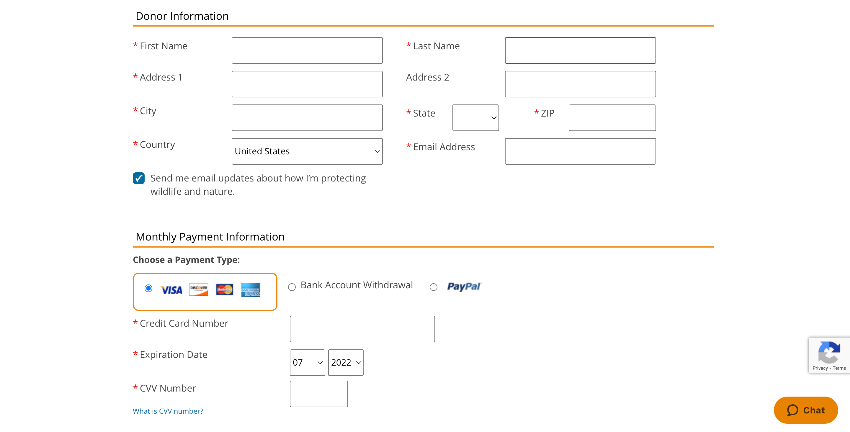 WWF Membership Checkout Page