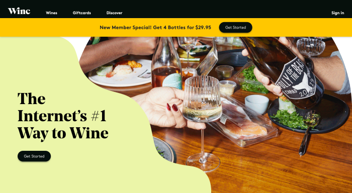 Winc Website Homepage