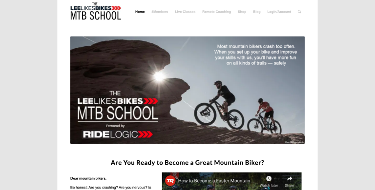 Lee Likes Bikes Website Homepage