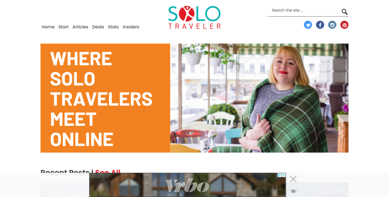 Solo Traveler Website Homepage