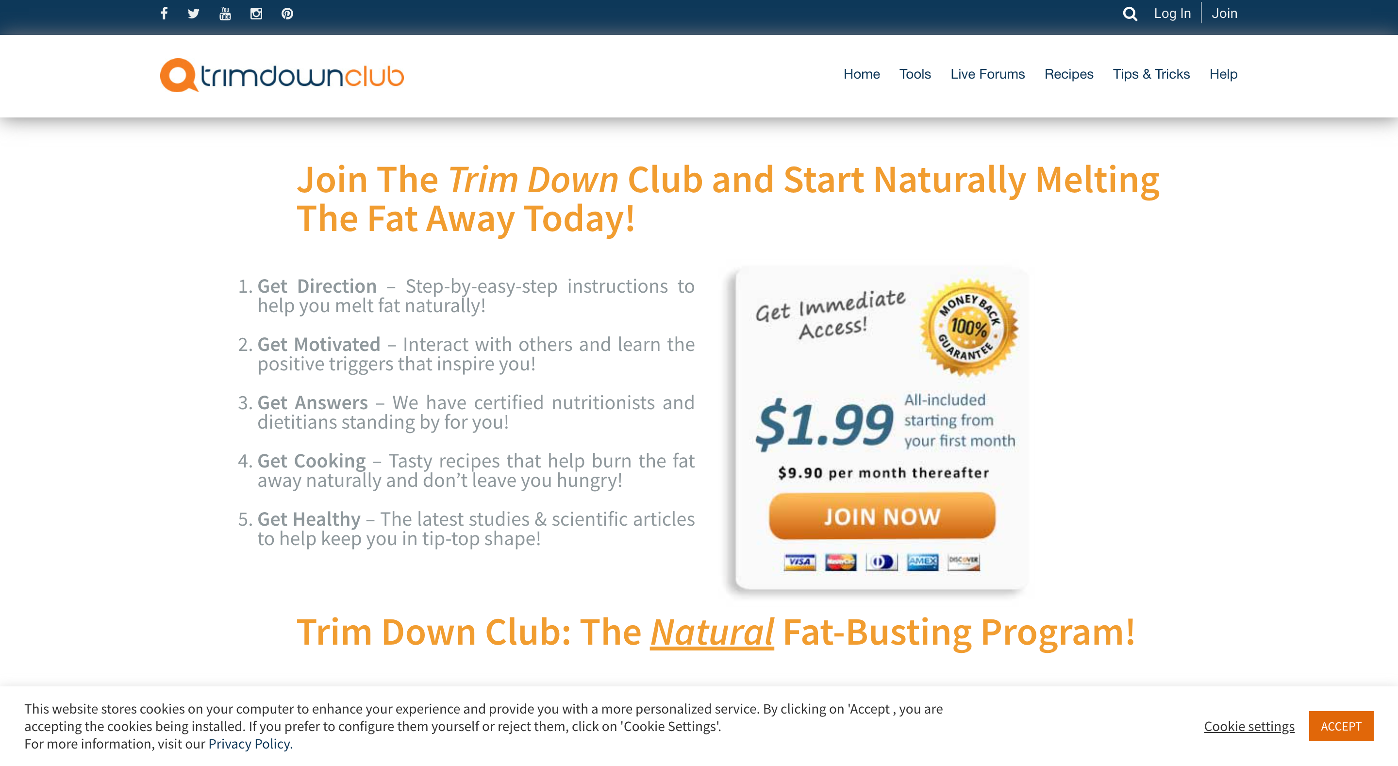Trim Down Club Membership Pricing and Levels