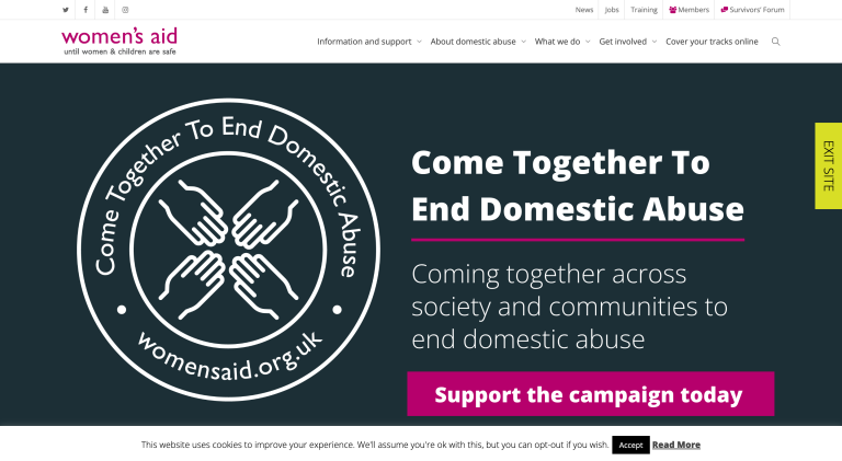 Women's Aid Website Homepage