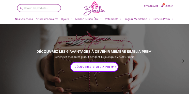 Bimelia Website Homepage