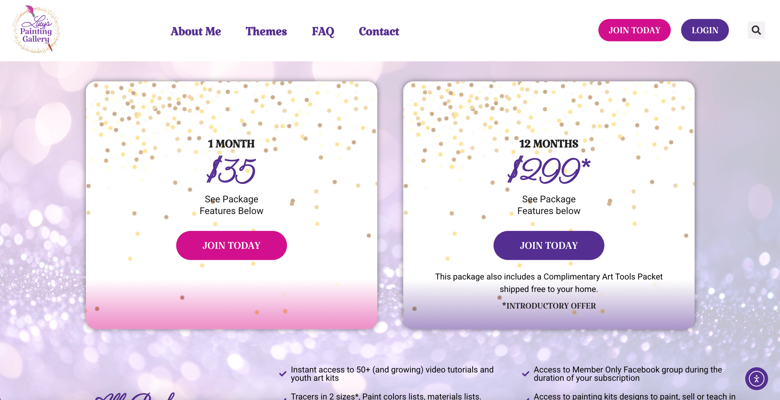 Lucy's Painting Gallery Membership Levels and Pricing