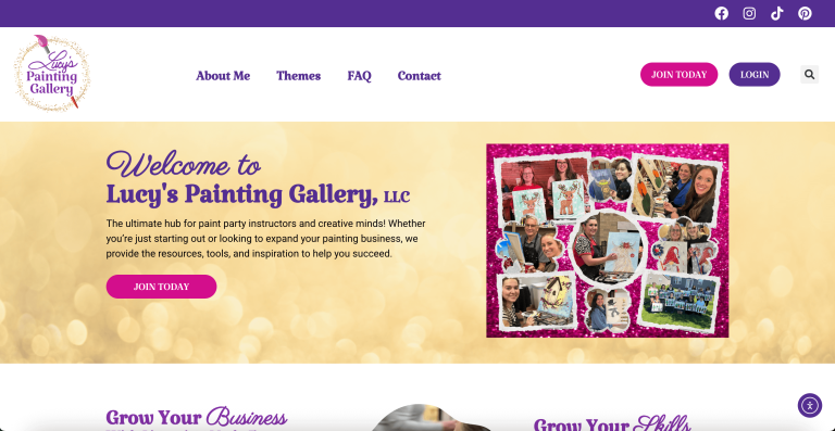 Screenshot of Lucy's Painting Gallery homepage