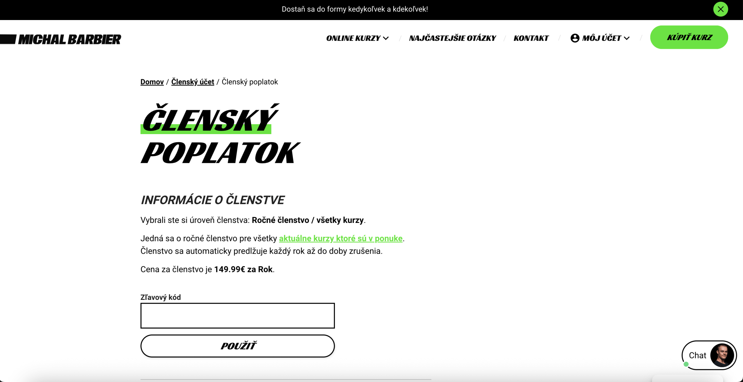 Michal Barbier Membership Checkout