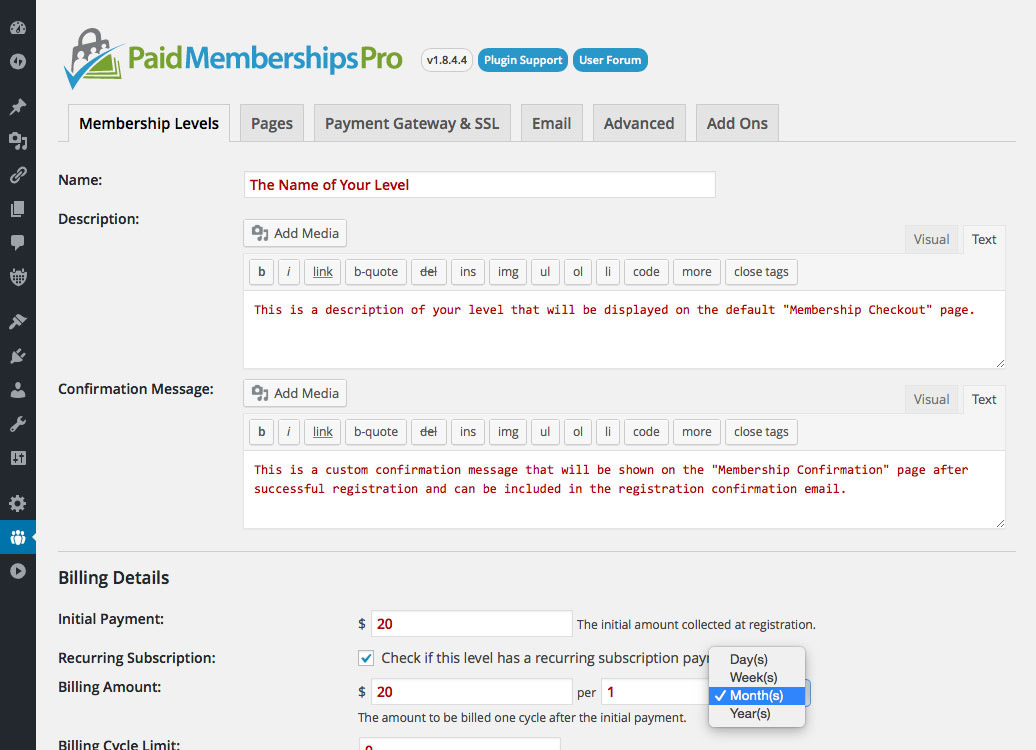 Set Up Multiple Membership Levels.