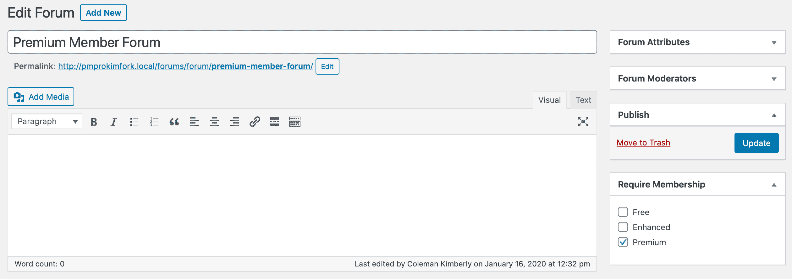 bbPress Integration - Edit Forum Settings