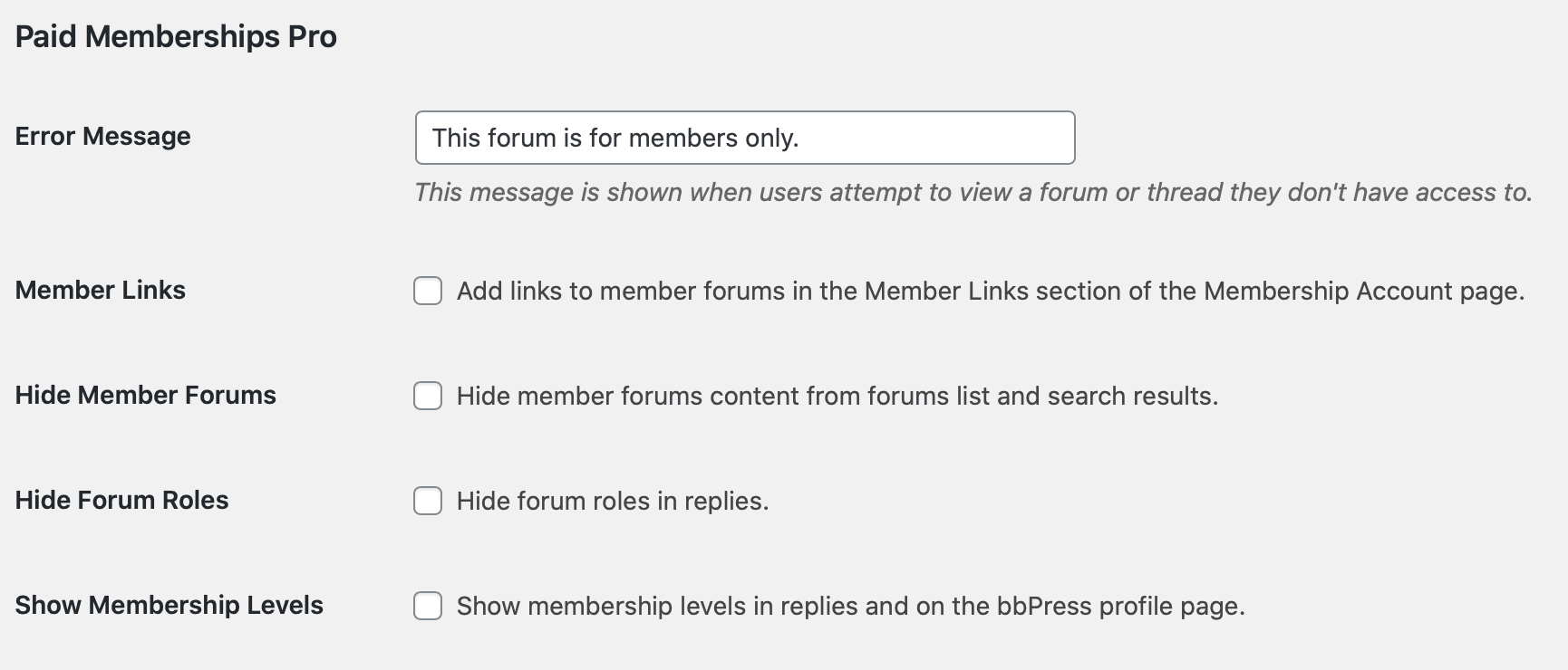 bbPress Integration - General Forum Settings