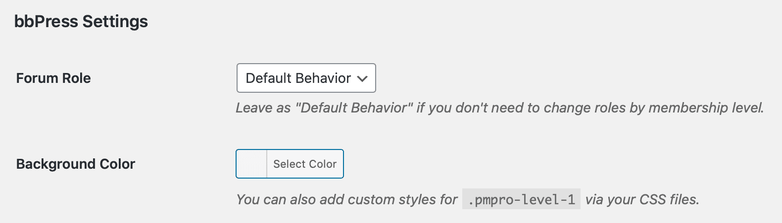 bbPress Integration - Membership Level Settings