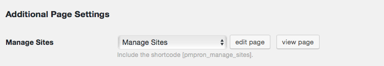 Screenshot for creating the manage site pages