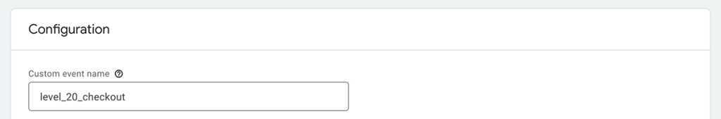 Enter a custom event name in the Event name field in GA4 create custom event screen