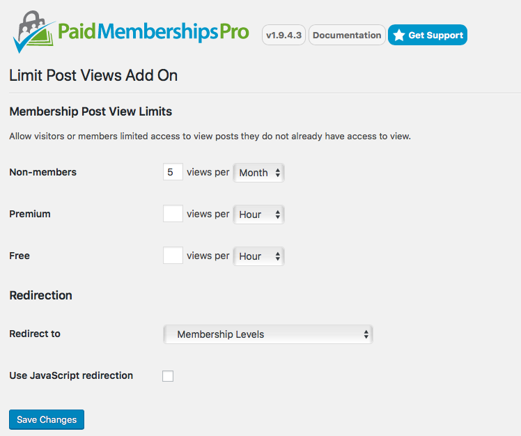 Limit Post Views Add On for Paid Memberships Pro