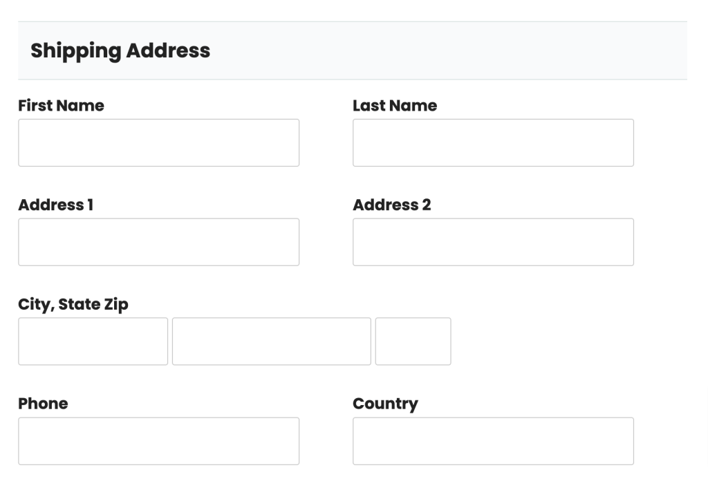 Shipping Address fields on the Edit User Profile screen