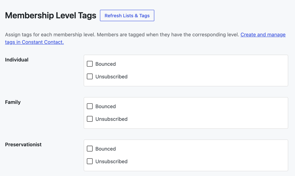 Membership Level Tags