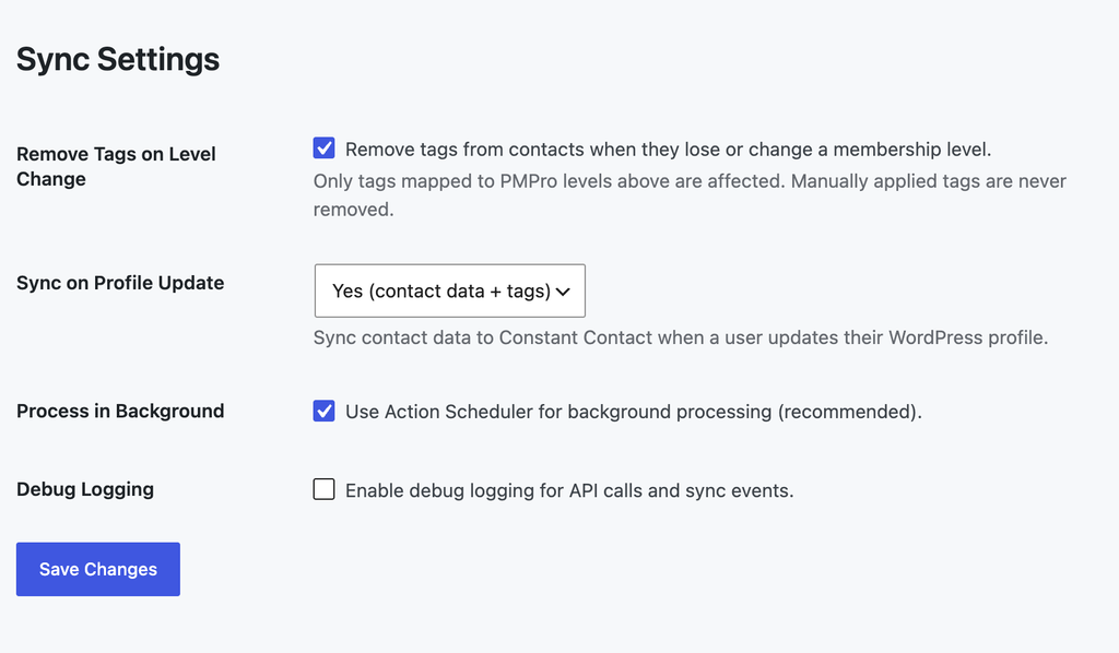 Sync Settings