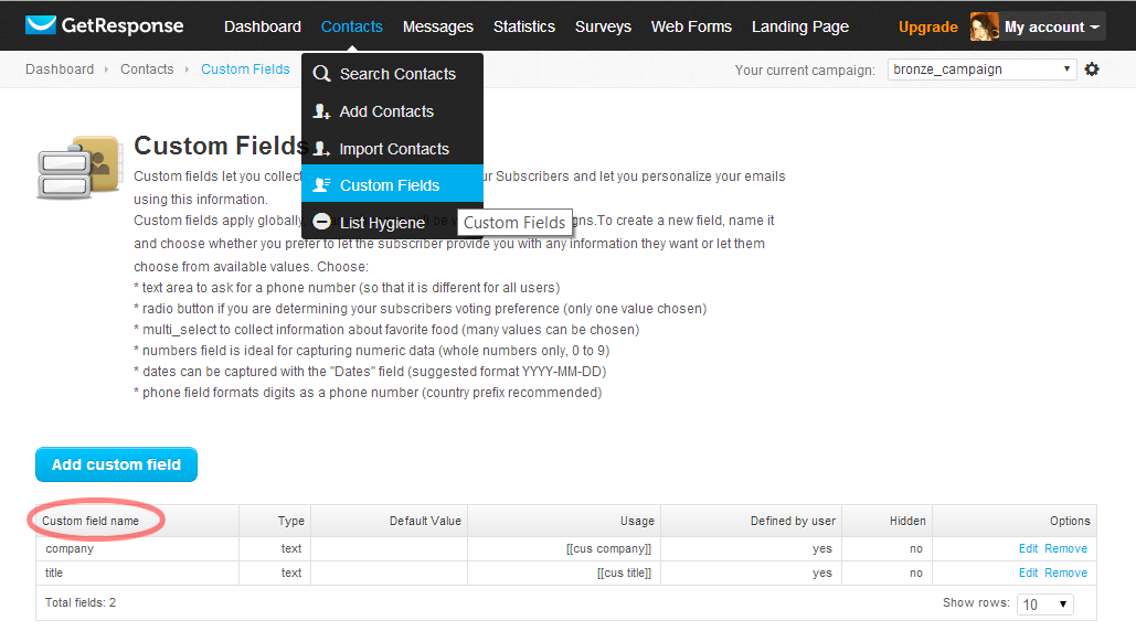 Custom Fields