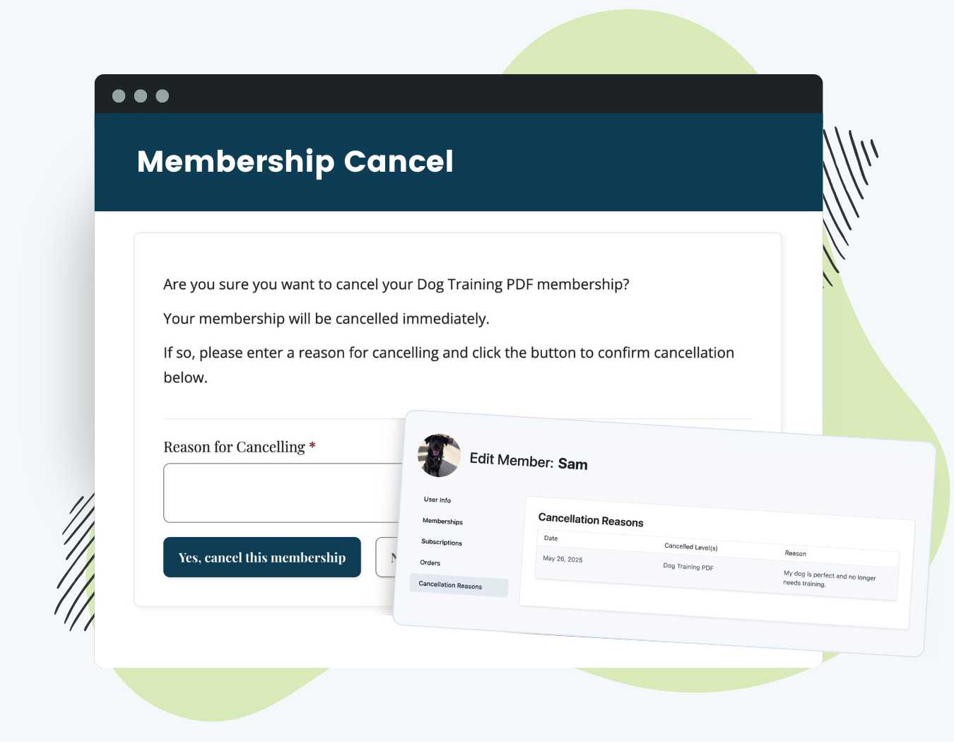 Splash Graphic for the Reason for Cancelling Add On for Paid Memberships Pro