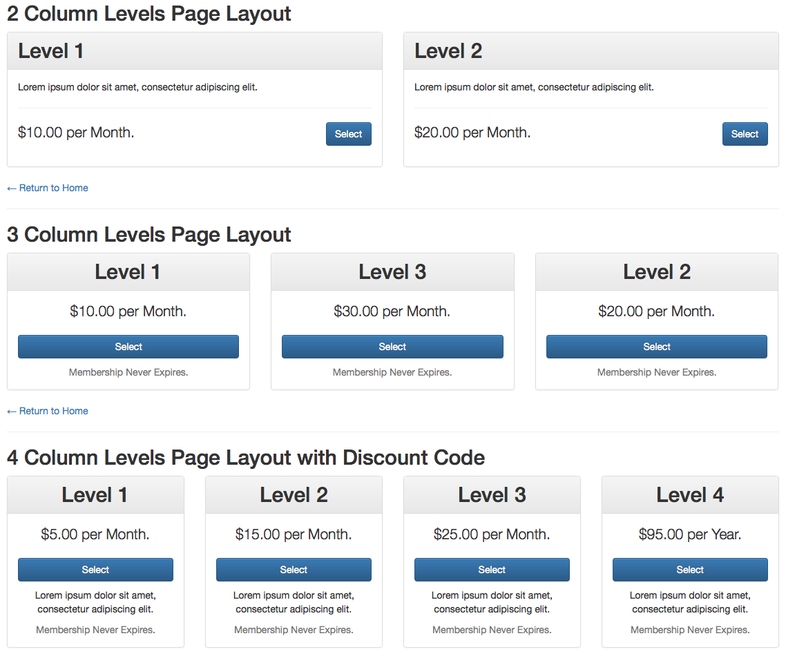 Advanced Levels Shortcode - Bootstrap v3+