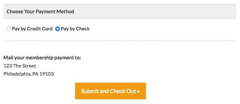 Member can select pay by check at membership checkout.