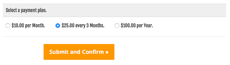 Select a Payment Plan Screenshot