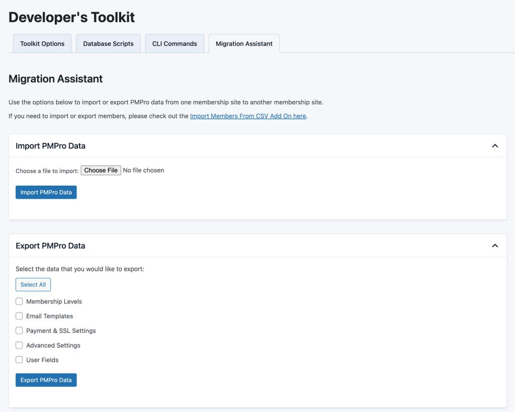 Screenshot of the Migration Assistant tab in Toolkit
