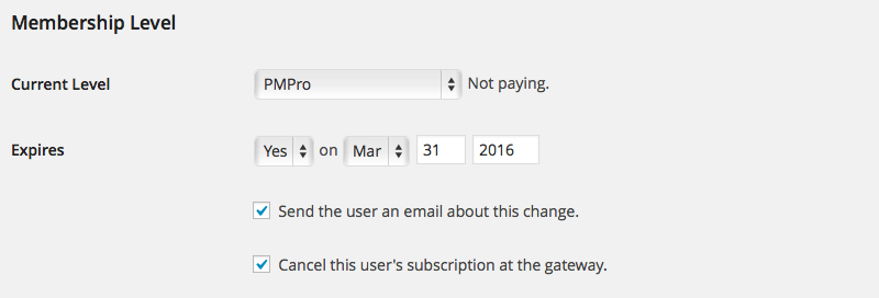 Screenshot demonstrating how to manually add or update a user's membership