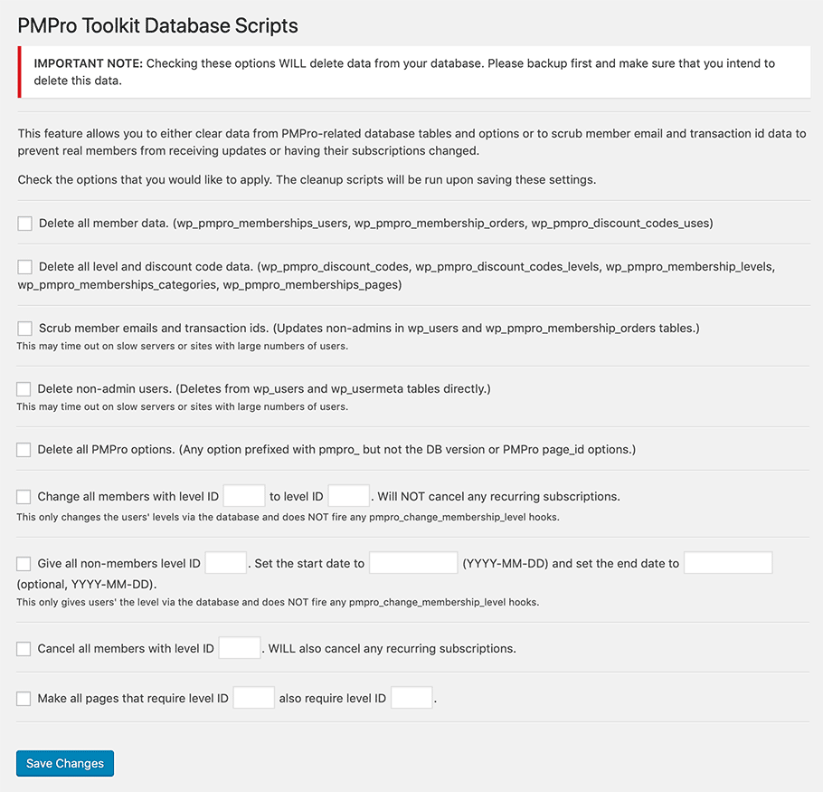 PMPro - Toolkit Scripts
