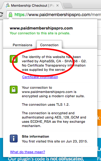 Identify who your SSL issuer is in the browser URL field