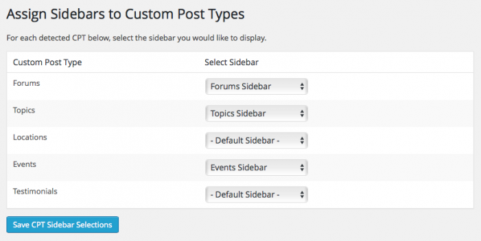 Assign Sidebars to Custom Post Types