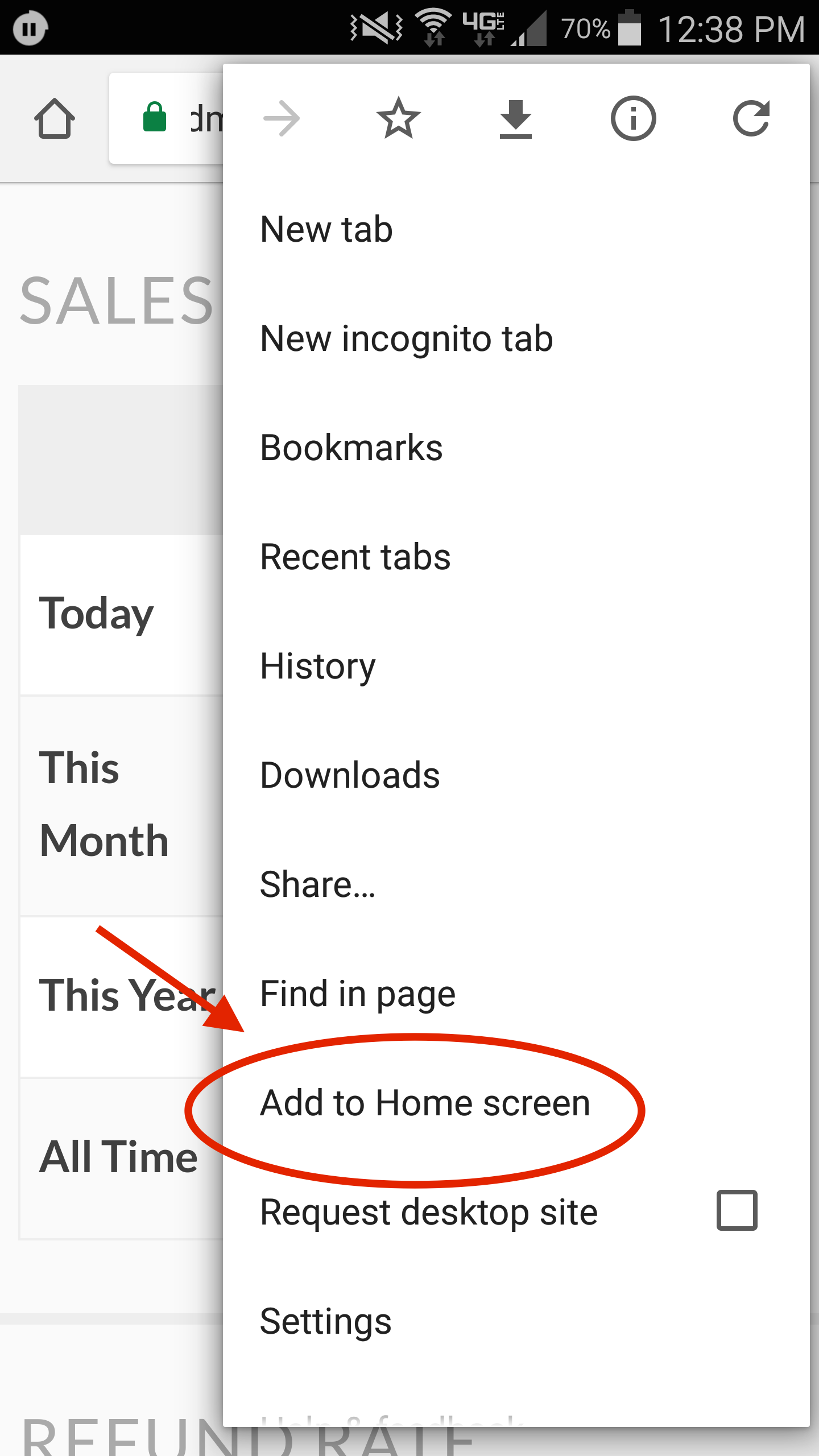 Add to Home Screen on Android Device