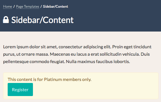 Member Content Message with Memberlite Theme