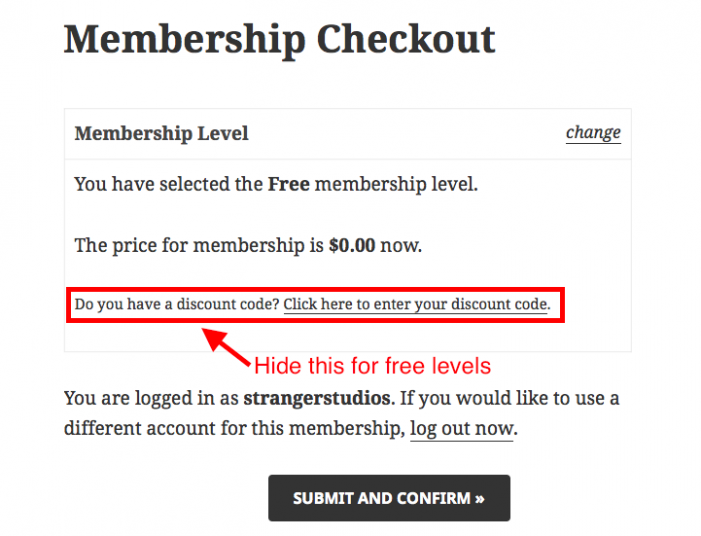 Screenshot of membership checkout with showing the discount code option.