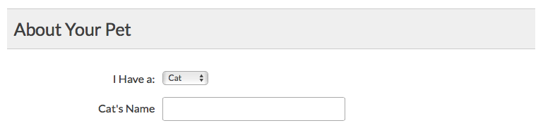 After selection is made, the dependent field input shows.