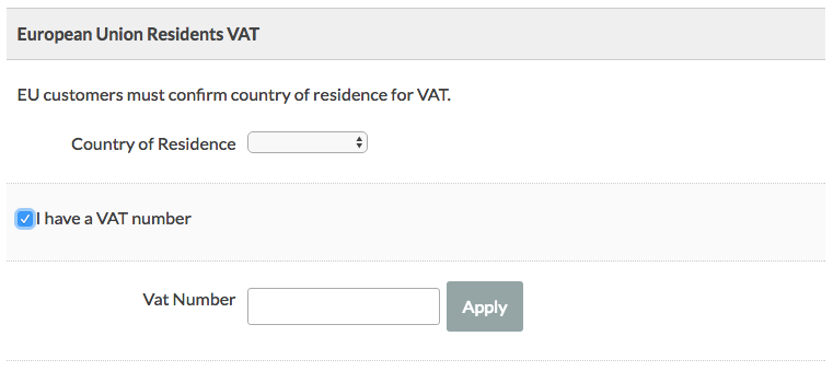 Selected "Enter VAT Number" at Membership Checkout