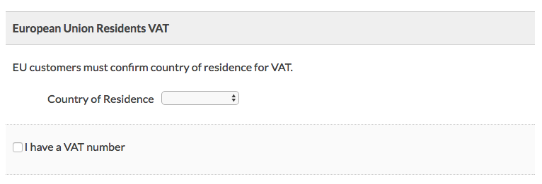 Additional Box on Membership Checkout to Select Country of Residence or Enter VAT Number