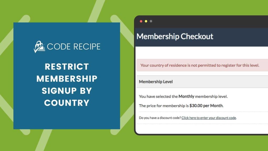 Restrict Membership Sign Up by Country Code Recipe Banner Image